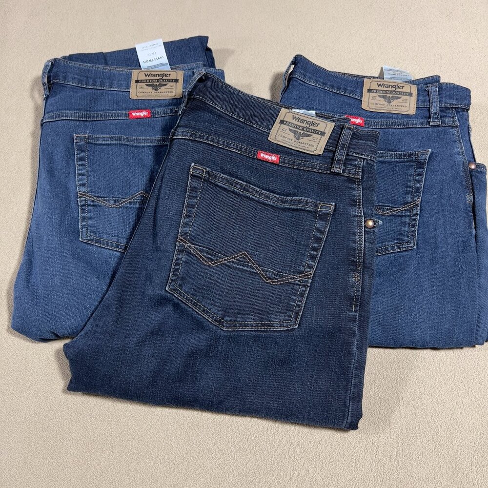 Wrangler Men's Blue Jeans Straight Fit Trio Bundle